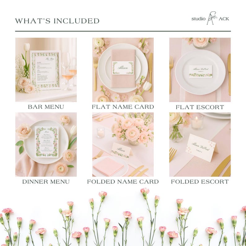 Hand Painted Floral Wedding Template Bundle, Watercolor Canva Invitation Suite, Editable Wedding Signs, Menus, Place Cards, Bloomfield image 4
