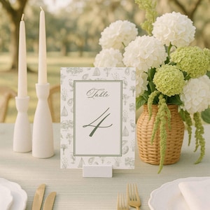 Southern Toile Table Numbers, Coastal Palmetto & Egret Pattern, Fine Art Wedding Table Number Template, Toile Pattern Lowcountry Inspired