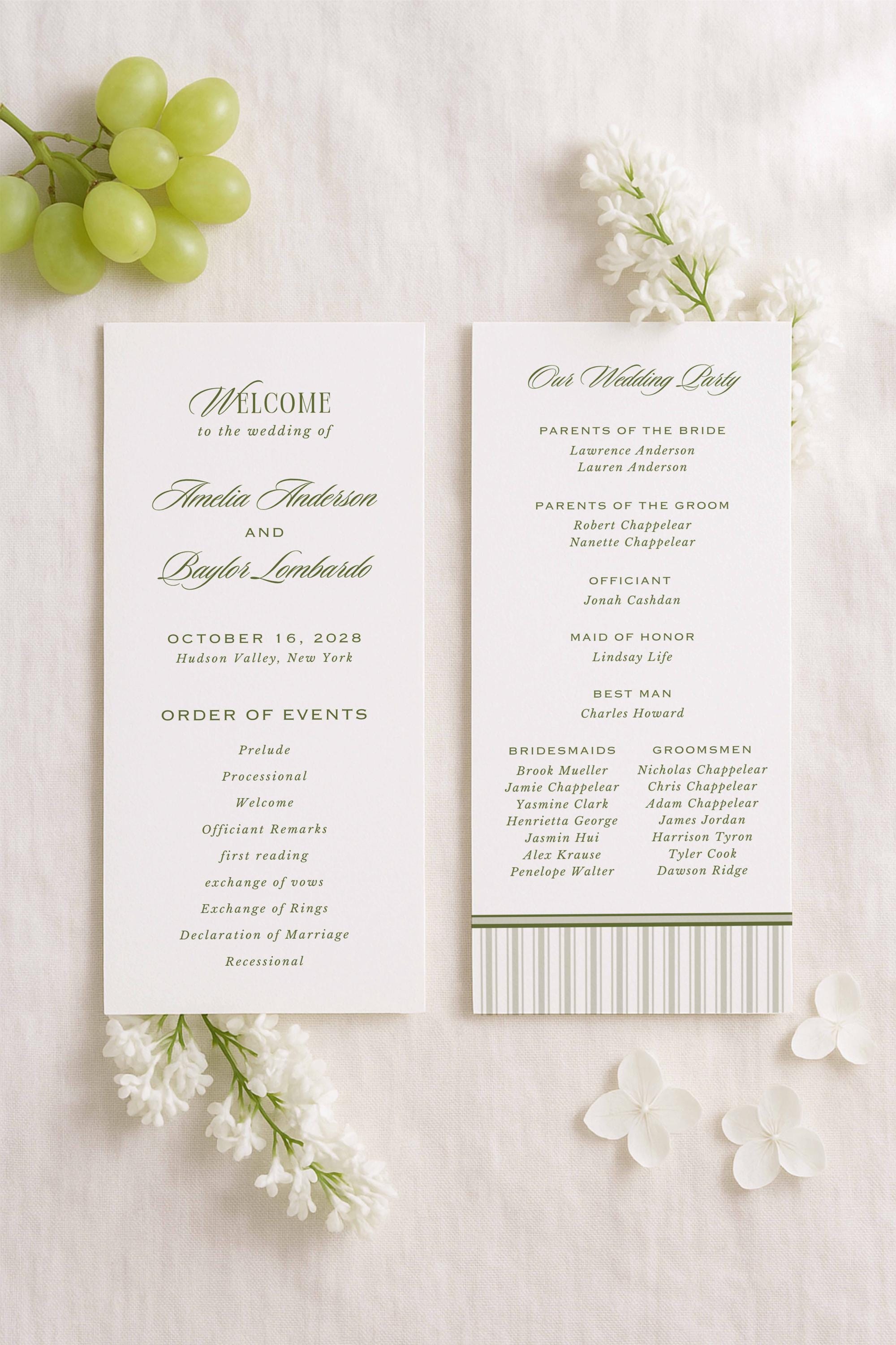 Old Program Template Vintage-inspired Wedding Program Template | Classic Old Money Aesthetic ...