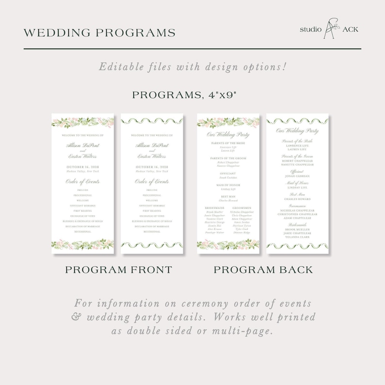 Hand Painted Floral Wedding Template Bundle, Watercolor Canva Invitation Suite, Editable Wedding Signs, Menus, Place Cards, Bloomfield image 12