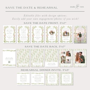 Hand Painted Floral Wedding Template Bundle, Watercolor Canva Invitation Suite, Editable Wedding Signs, Menus, Place Cards, Bloomfield image 10