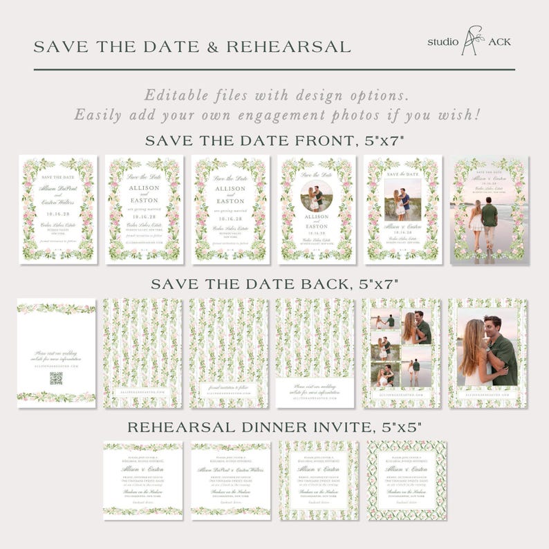 Hand Painted Floral Wedding Template Bundle, Watercolor Canva Invitation Suite, Editable Wedding Signs, Menus, Place Cards, Bloomfield image 10