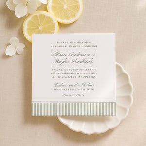Green Stripe Rehearsal Dinner Invitation, Watercolor Stripe Rehearsal Template, Editable Canva Printable Invite Insert Card, Grove image 5