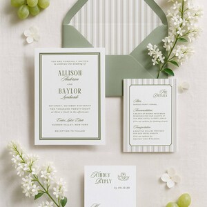 Old Money Wedding Bundle, Vintage-Inspired Stripes, Classic Wedding Stationery & Signage Set, Editable Canva Wedding Template, Westwood image 2