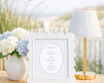 Coastal Striped Wedding Bar Menu Template, Nautical Beach Wedding Bar Sign, Printable Drink Menu, Customizable Decor, Marina