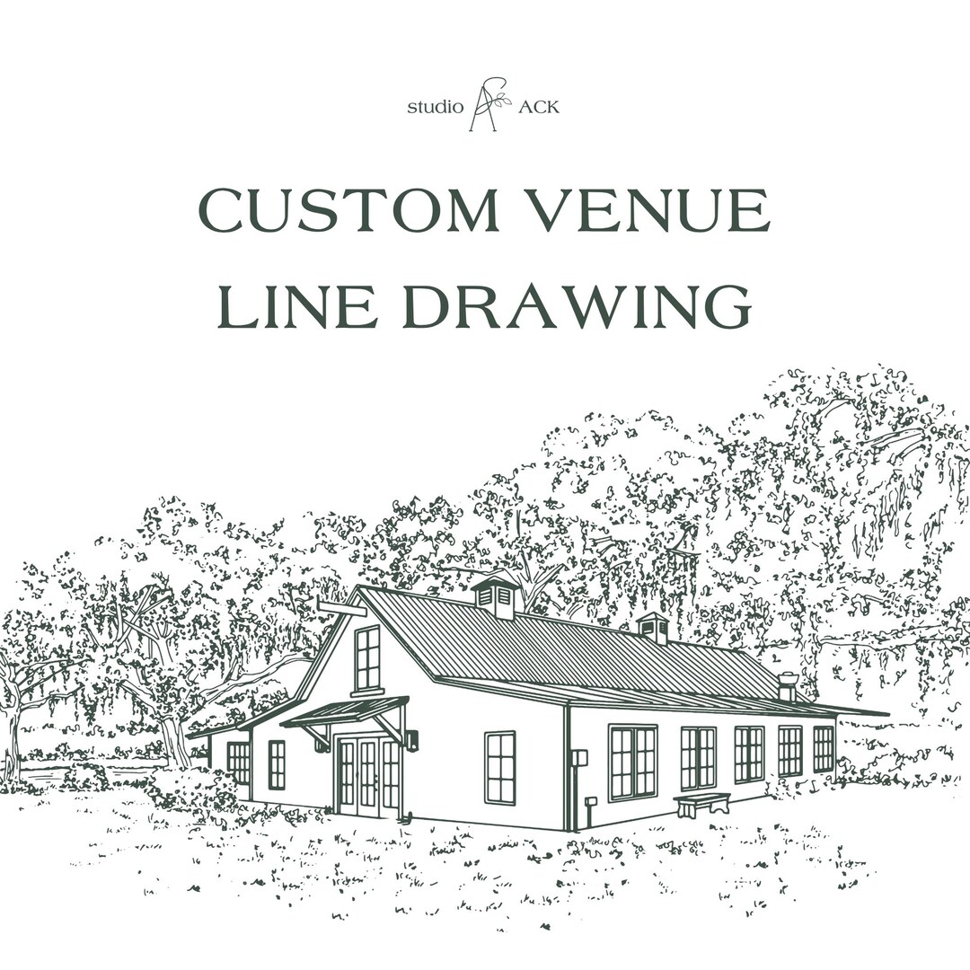 Custom Venue Line Drawing | Hand Drawn Wedding Venue | Personalized ...