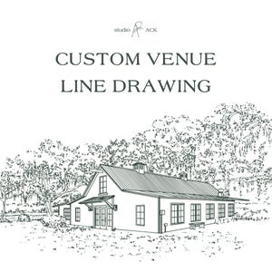 Benutzerdefinierte Venue Line Zeichnung | Hand gezeichneter Hochzeitsort | Personalisierte Hochzeit Kunst Portrait | Veranstaltungsort Illustration | Custom Venue Sketch