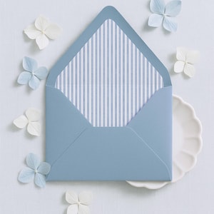 Watercolor Stripes Envelope Liner Template for Wedding Invitations, Euro Flap, Striped Blue Theme, Printable DIY Inserts, Oxford