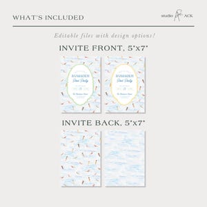 Summer Pool Party Invitation Template, Fun Hand Painted Watercolor Swim Party Invite, Summer Celebration, Poolside Event image 6
