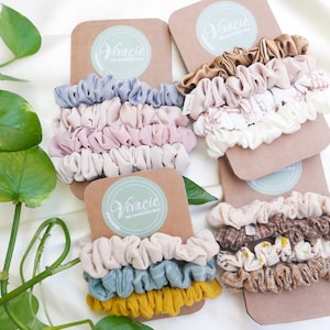 Satin Scrunchies, Skinny Scrunchies Set, Bridesmaids Scrunchies, High Quality handmade gift, Mini Scrunchies, Minimalist, Birthday Gifts
