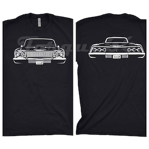 1962 Chevy Impala Shirt, Auto-Enthusiast, Autokunst, 1962 Impala Shirt, Geschenk, 1962 Chevy Impala Shirt vorne und hinten, Autokunst, Impala Shirt