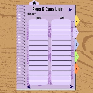 Digital Pros and Cons List Planner, is the perfect tool for making a decision