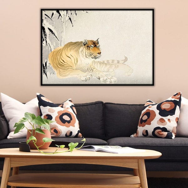 Tiger Japanese Printing Art By Ohara Koson, Wildcat Poster, Big Animal Wall Art, Unframed, Home Decor, Digital Download, Instant Printable