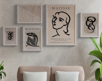 Matisse-tryckset om 5, Henri Matisse-utställningsaffisch, galleriväggkonst (digital nedladdning)