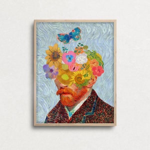 Van Gogh Wall Art, Alter Art, Eclectic Wall Art, Self Portrait Print, Famous Oil Painting, Blue Wall Decor, Home Decor, Digital Download