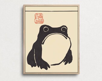 Vintage Japanese Frog Art Print, Matsumoto Hoji Poster (Digital Download)