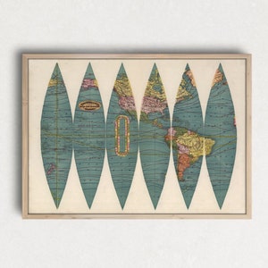 Globo terráqueo nuevo (1891): impresión de mapa antiguo, arte de globo terráqueo, arte de mapa azul, decoración de pared de mapas, mapa antiguo de ciudad, Tierra