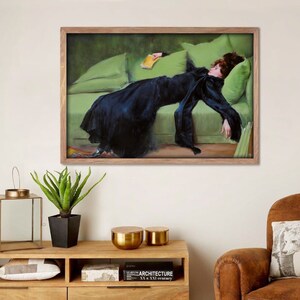 A Decadent Girl Painting, After The Dance Ramon Casas, Moody Wall Decor, Dark Academia Aesthetic Wall Art, Classic Famous Fine Art Print
