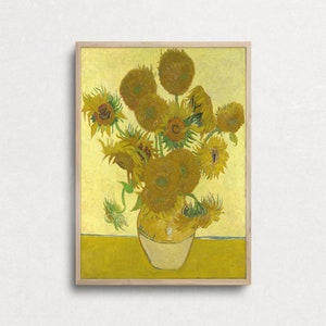 Vincent van Gogh-print, zonnebloemenprint, Van Gogh-poster, poster museumtentoonstelling, Van Gogh-schilderijen, museummuurkunst, bloemenprint