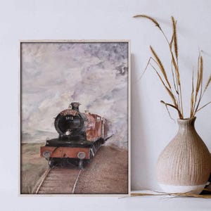 Hogwarts Express Train Print, Harry Potter Pictures, Wizard School Decorating, Living Room Poster, Neutral Wall Art, Digital Printable