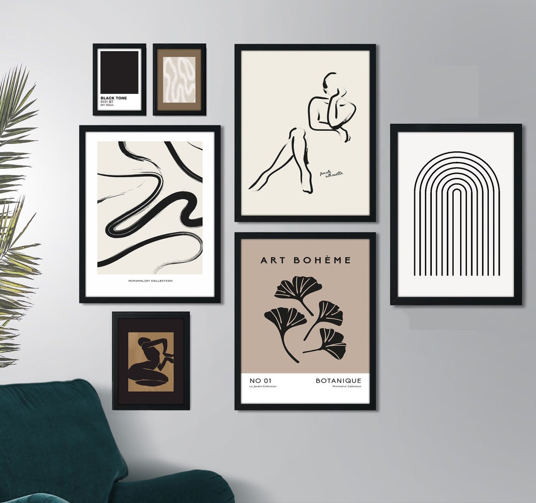 Minimalist Gallery Wall Set of 7, Bundle Print Set, Modern Abstract ...