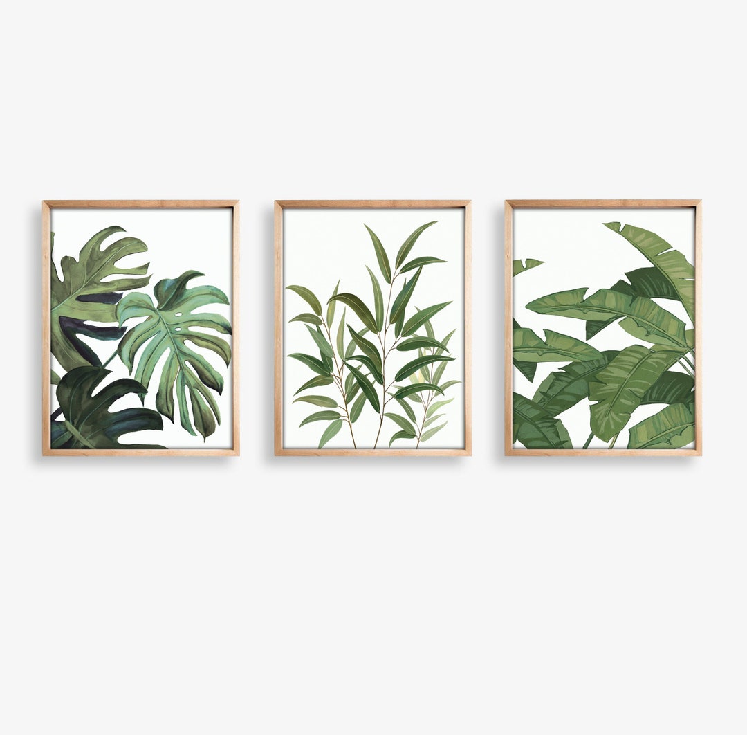 Tropical Leaf Print Set of 3, Botanical Wall Art, Monstera Leaf Print ...