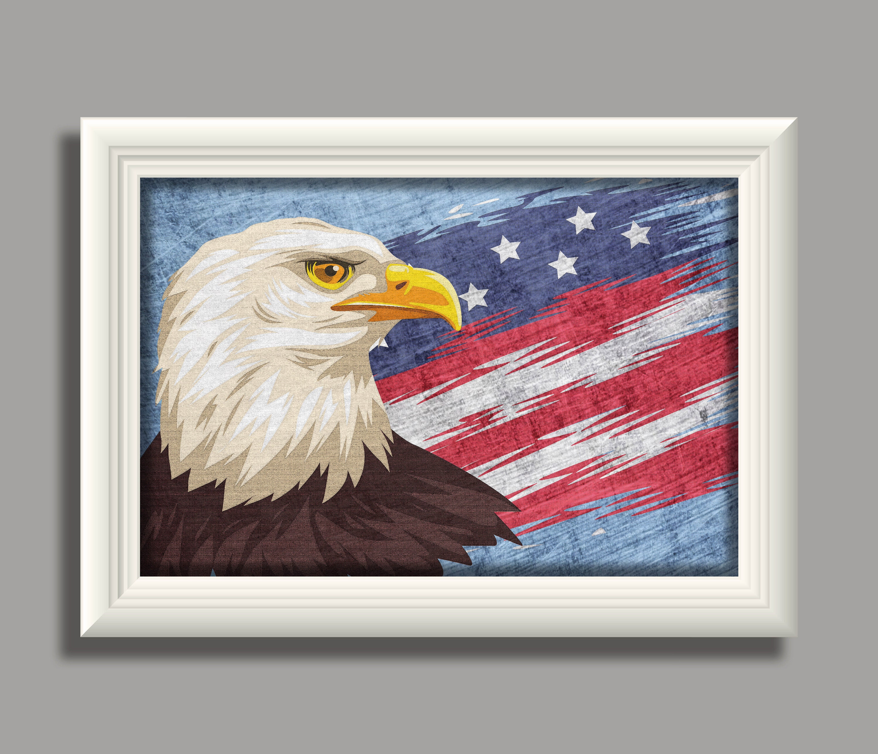 Adler mit amerikanischer Flagge, Vereinigte Staaten von Amerika, Adler und  USA-Flagge-Poster, USA patriotisch, Wohnkultur, patriotisches Dekor,  militärische Geschenke - .de