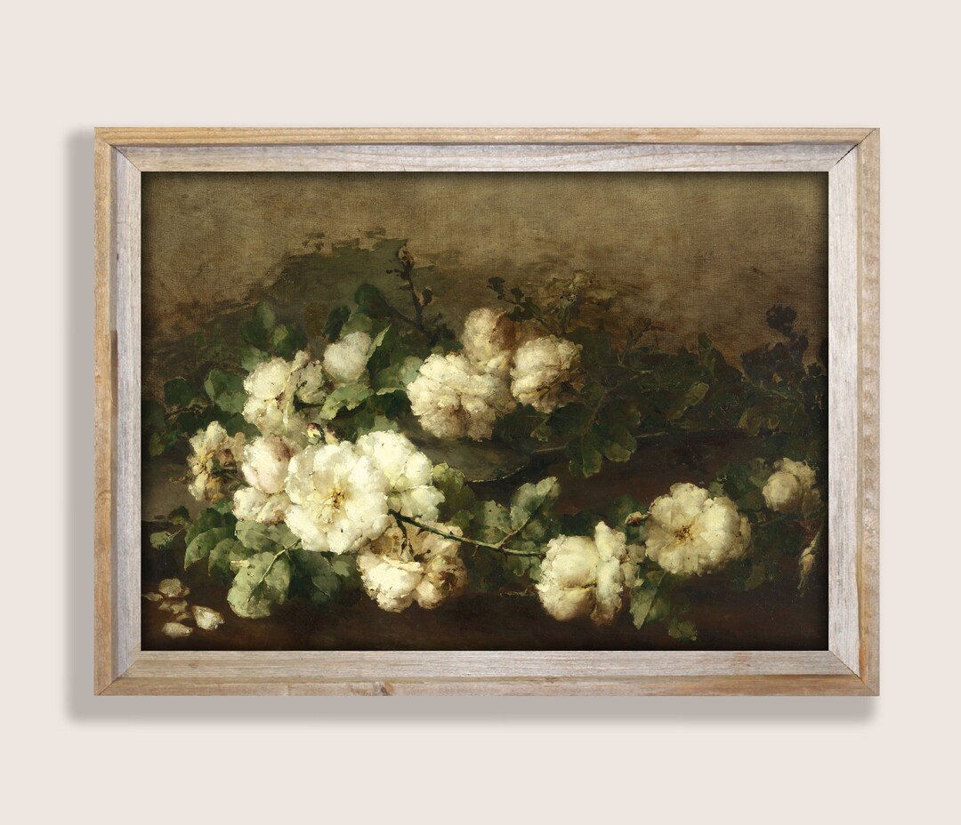 Moody Roses Still Life Print, Vintage Floral Painting (digital Download ...