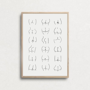 Nice Bum Body Positive Print, Quirky Art, Butt Art Print , Funny Bathroom Art Minimal Wall Print, Self Love, Body Positive, Butt Line Art