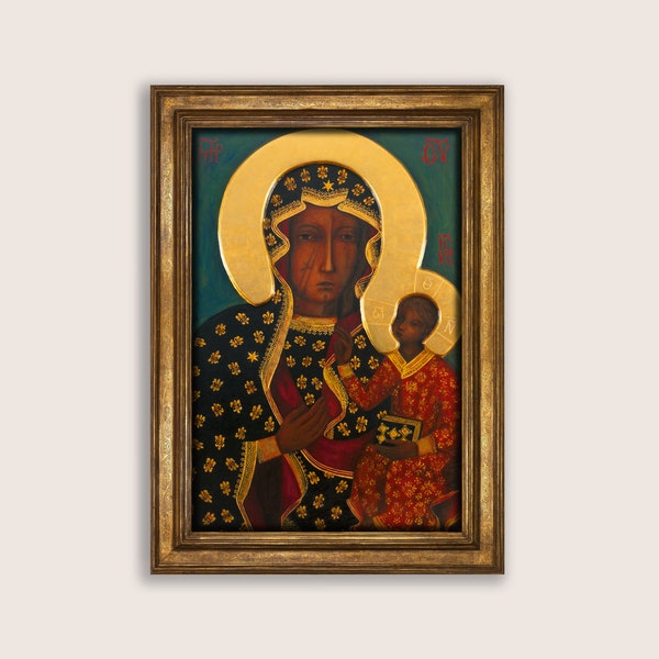 Black Madonna Of Czestochowa Print, Dormition Church Of The Holy Land, Miraculous Image Of Our Lady Of Jasna Góra Adorned In Various Dresse