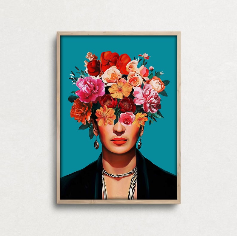 Frida Kahlo Portrait Print, Frida Kahlo Self Portrait, Feminist Wall