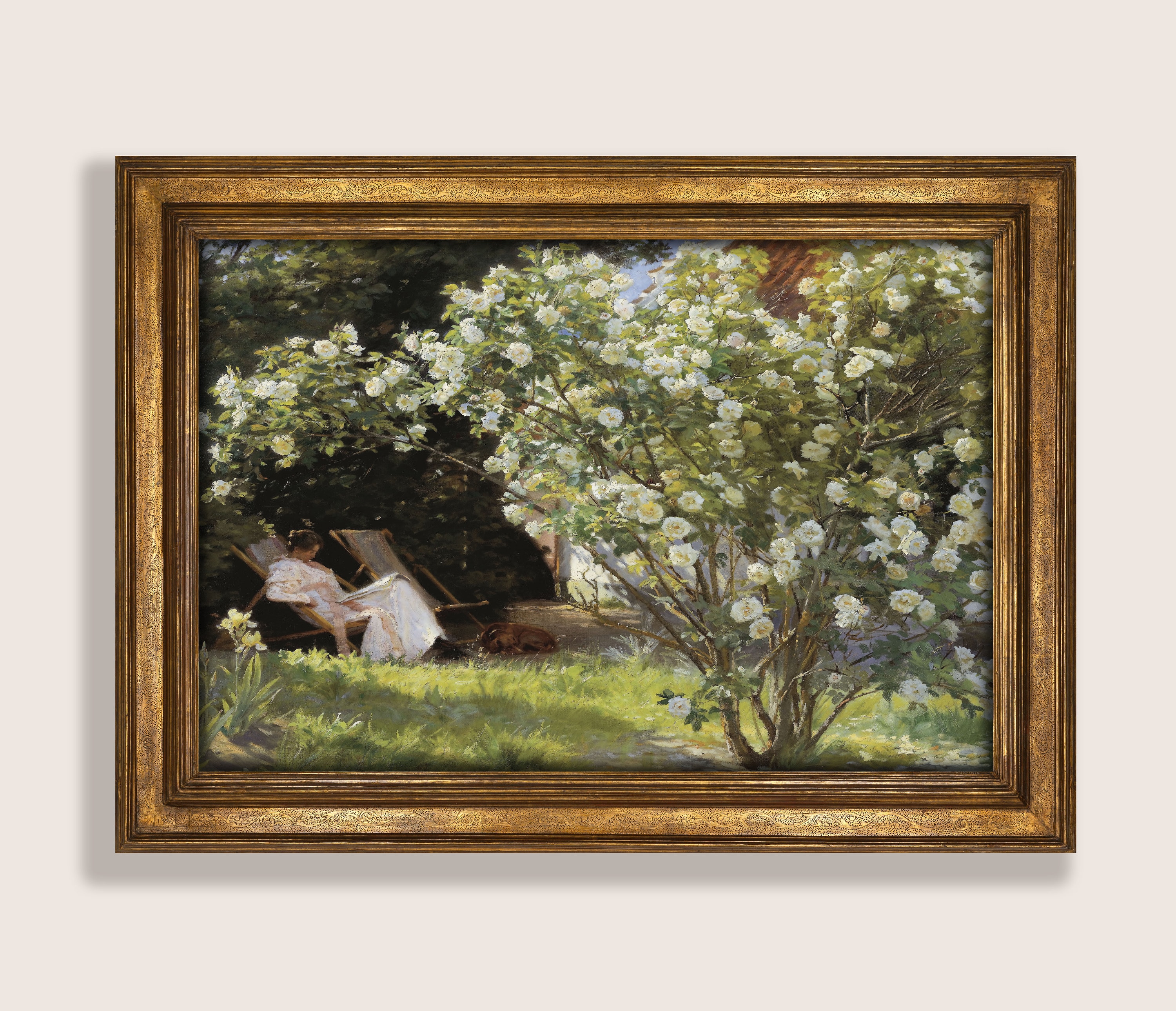 Garden Roses Painting, Portrait of Woman, Spring Landscape Prints ...