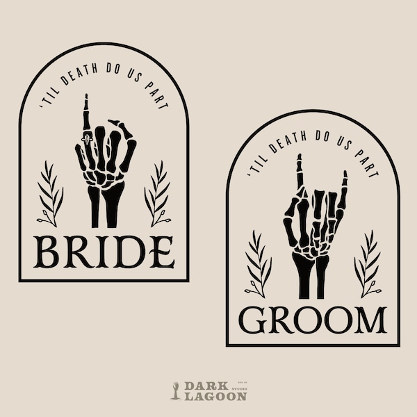Spooky Bride and Groom Couple Design, Spooky Bride, Spooky Groom, Halloween Wedding, Cut File for Cricut, Silhouette (Svg, Png, Eps, Ai)