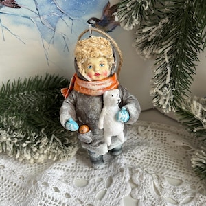 Cotton wool Christmas tree toy Christmas tree toy, vintage toy, cotton toy New Year decor, Christmas souvenir cotton wool doll