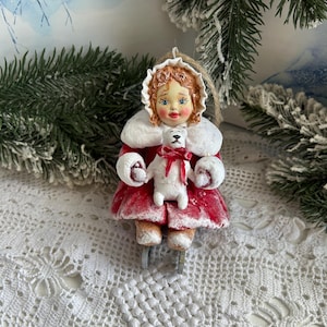 Cotton wool Christmas tree toy Christmas tree toy, vintage toy, cotton toy New Year decor, Christmas souvenir cotton wool doll