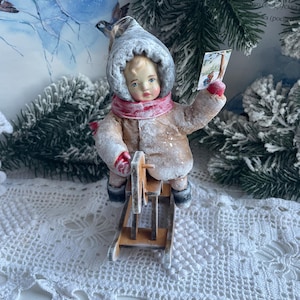 Cotton wool Christmas tree toy Christmas tree toy, vintage toy, cotton toy New Year decor, Christmas souvenir cotton wool doll,boy and horse
