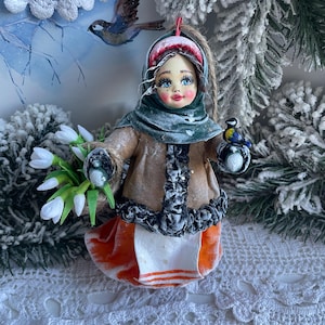 Cotton wool Christmas tree toy Christmas tree toy, vintage toy, cotton toy New Year decor, Christmas souvenir cotton wool doll,