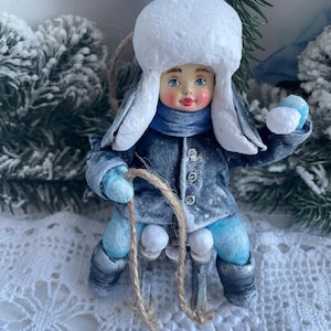 Cotton wool Christmas tree toy Christmas tree toy, vintage toy, cotton toy New Year decor, Christmas souvenir cotton wool doll