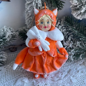 Cotton wool Christmas tree toy Christmas tree toy, vintage toy, cotton toy New Year decor, Christmas souvenir cotton wool doll