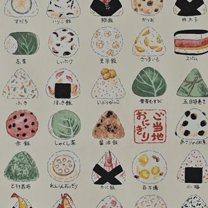 Kokka Japanese Gotochi Onigiri Print in Off White Color Oxford Fabric by Half Yards