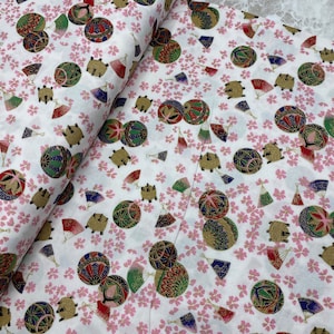 Japanese Temari(Ball) Print Fabric, Traditional Japanese Fabric