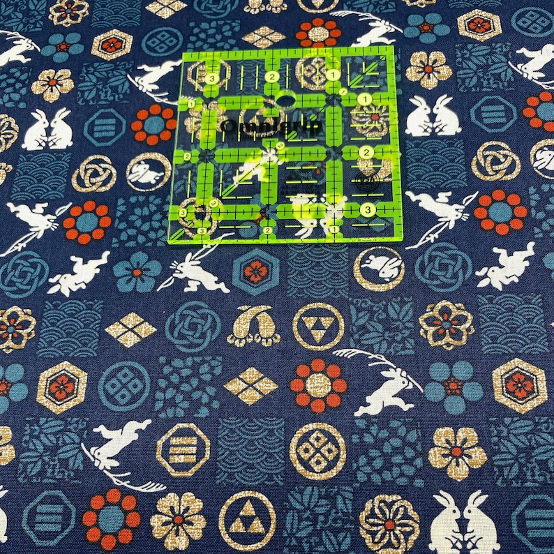 Japanese Rabbits With Japanese Crest in Blue, Japanes Mon, Tsukimi ...