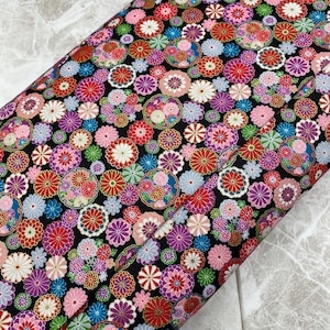 Japanese Kiku Print Fabric, Mums, ChrysanthemumAsian Fabric, Oriental Fabric, Traditional Japanese, Quilting, Japan Import, By the Yard