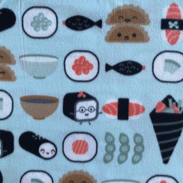 Happy Sushi Polyester Fleece Fabric