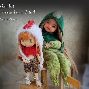 Doll Dragon & Chicken Hat Knitting Pattern (PDF Pattern)