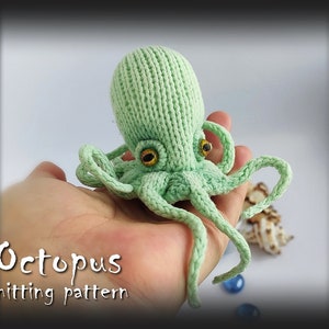 Octopus pattern, animal knit pattern. Toy knitting pattern to make handicraft toy or an accessory for bag, knitting tutorial, DIY crafts