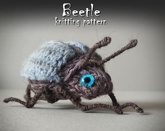 Bug knitting pattern for kids  brooch or toy. Amigurumi cute beetle pattern for insect badge, pin, farmhouse decor or home decor accessory