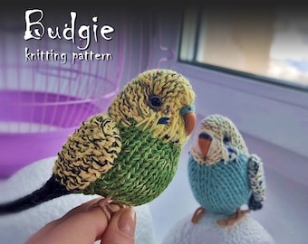 Budgie knitting pattern, cute knit parrot pattern. Detailed аmigurumi pattern, ebook tutorial how to knit realistic pet toy for home decor