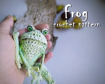 Patrón de rana a crochet, muñeco amigurumi, llavero (patrón PDF)