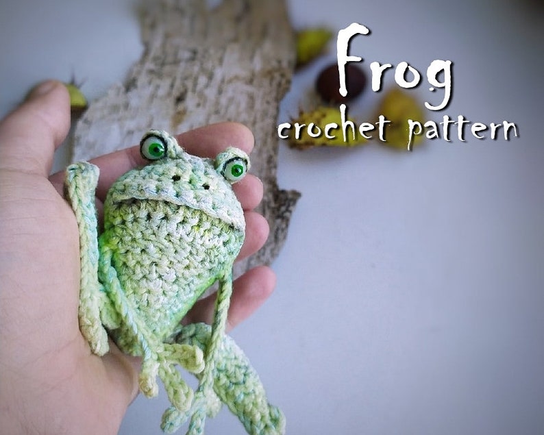 Crochet Frog Pattern, Crochet Amigurumi Animal Doll. Green Frog Crochet